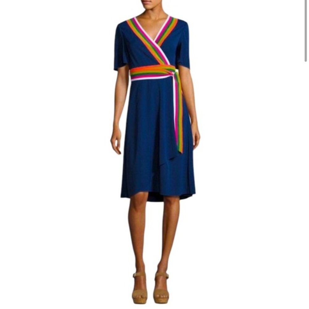 Tory Burch Peggy V-Neck Wrap Midi Dress – Size 2
